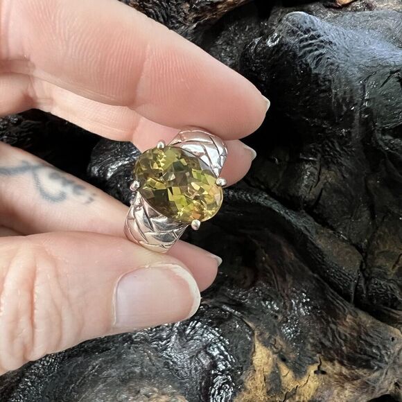 Vintage Clyde Duneier 5.21 ct Oval Checkerboard Cut Citrine Ring Size 7.5 925 - Picture 6 of 15